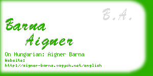 barna aigner business card